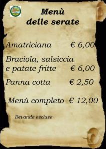 MENU' DELLE SERATE